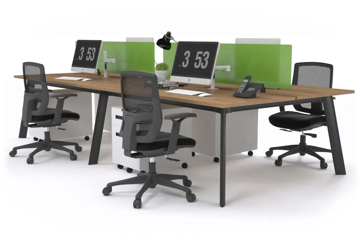 Switch - 4 Person Workstation Black Frame [1200L x 800W with Cable Scallop]