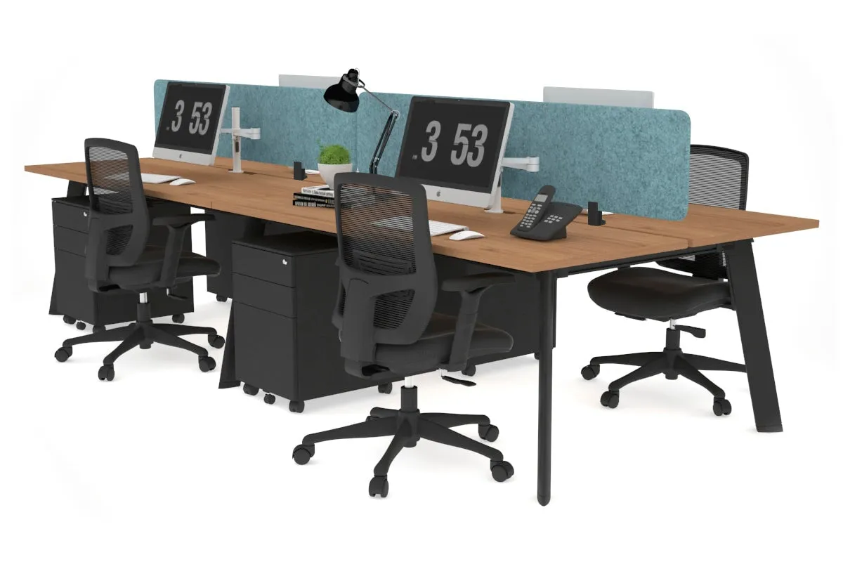 Switch - 4 Person Workstation Black Frame [1200L x 800W with Cable Scallop]