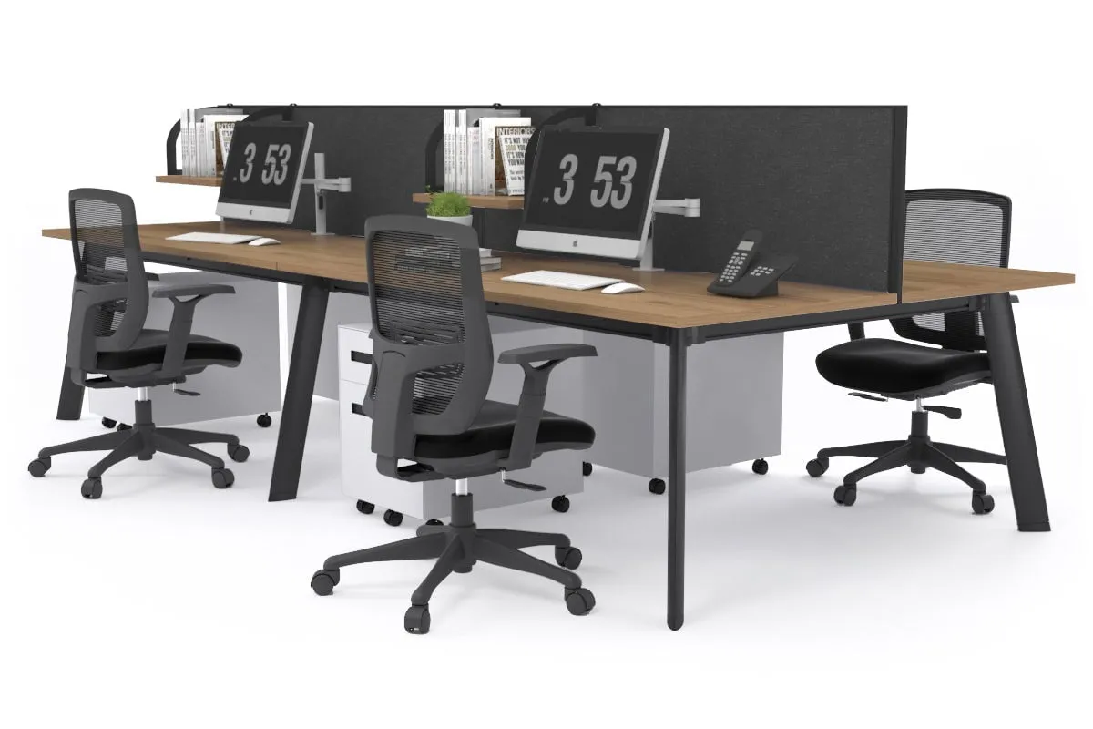 Switch - 4 Person Workstation Black Frame [1200L x 800W with Cable Scallop]
