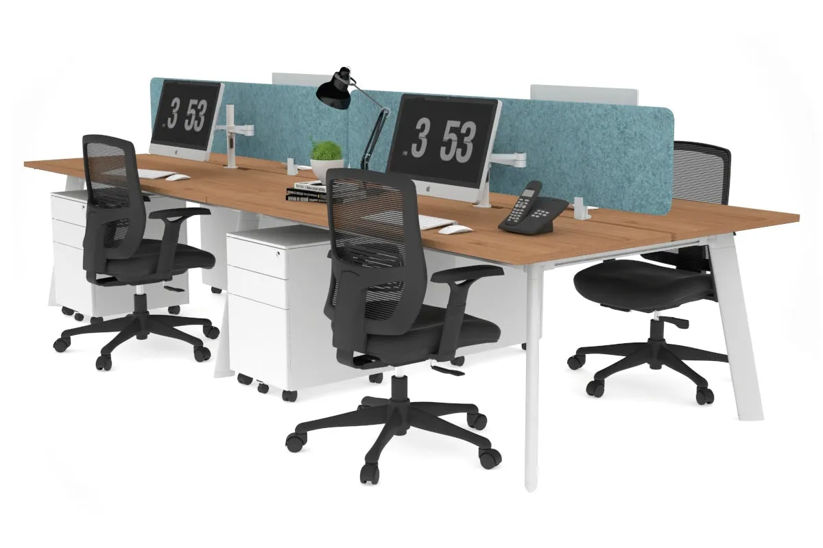 Switch - 4 Person Workstation White Frame [1200L x 800W with Cable Scallop]