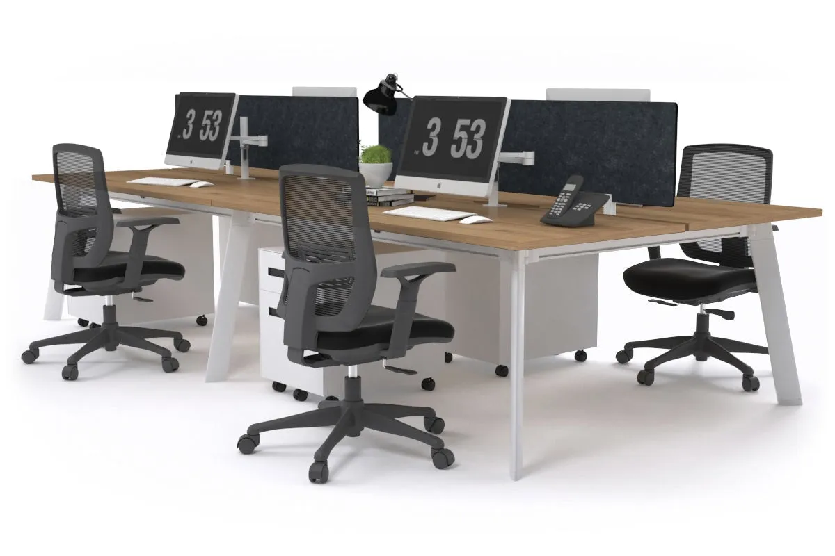 Switch - 4 Person Workstation White Frame [1200L x 800W with Cable Scallop]