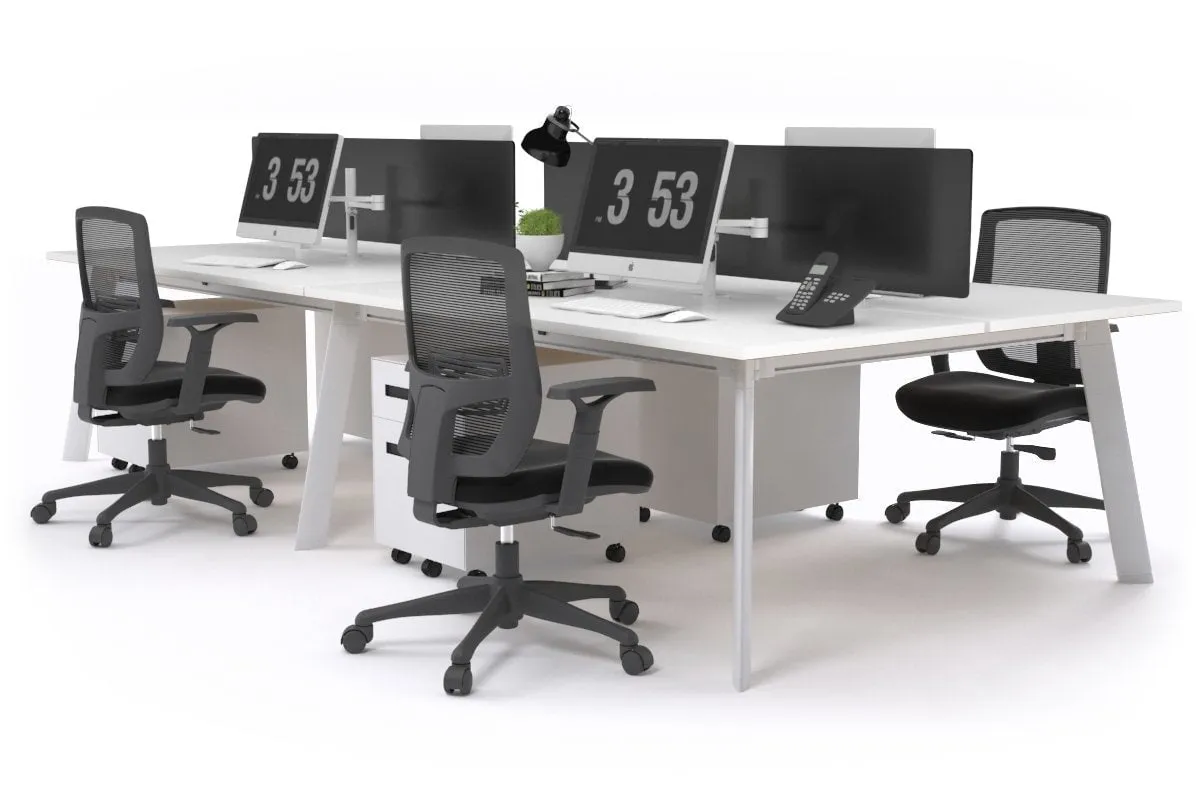 Switch - 4 Person Workstation White Frame [1200L x 800W with Cable Scallop]