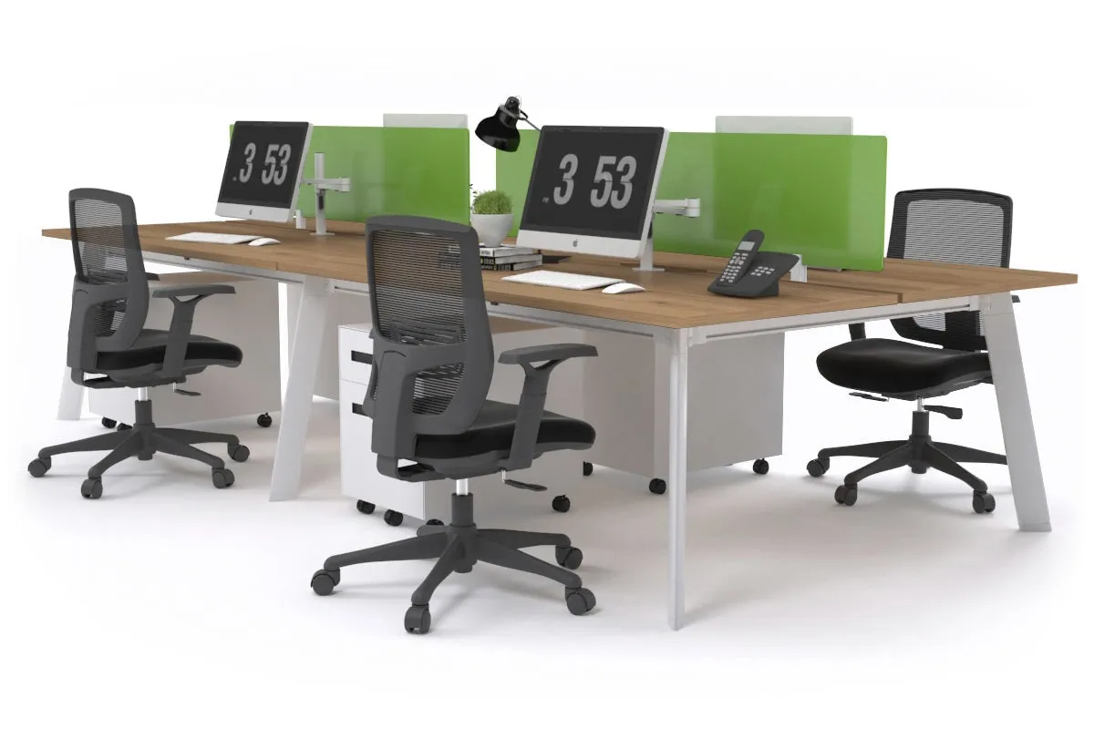 Switch - 4 Person Workstation White Frame [1200L x 800W with Cable Scallop]