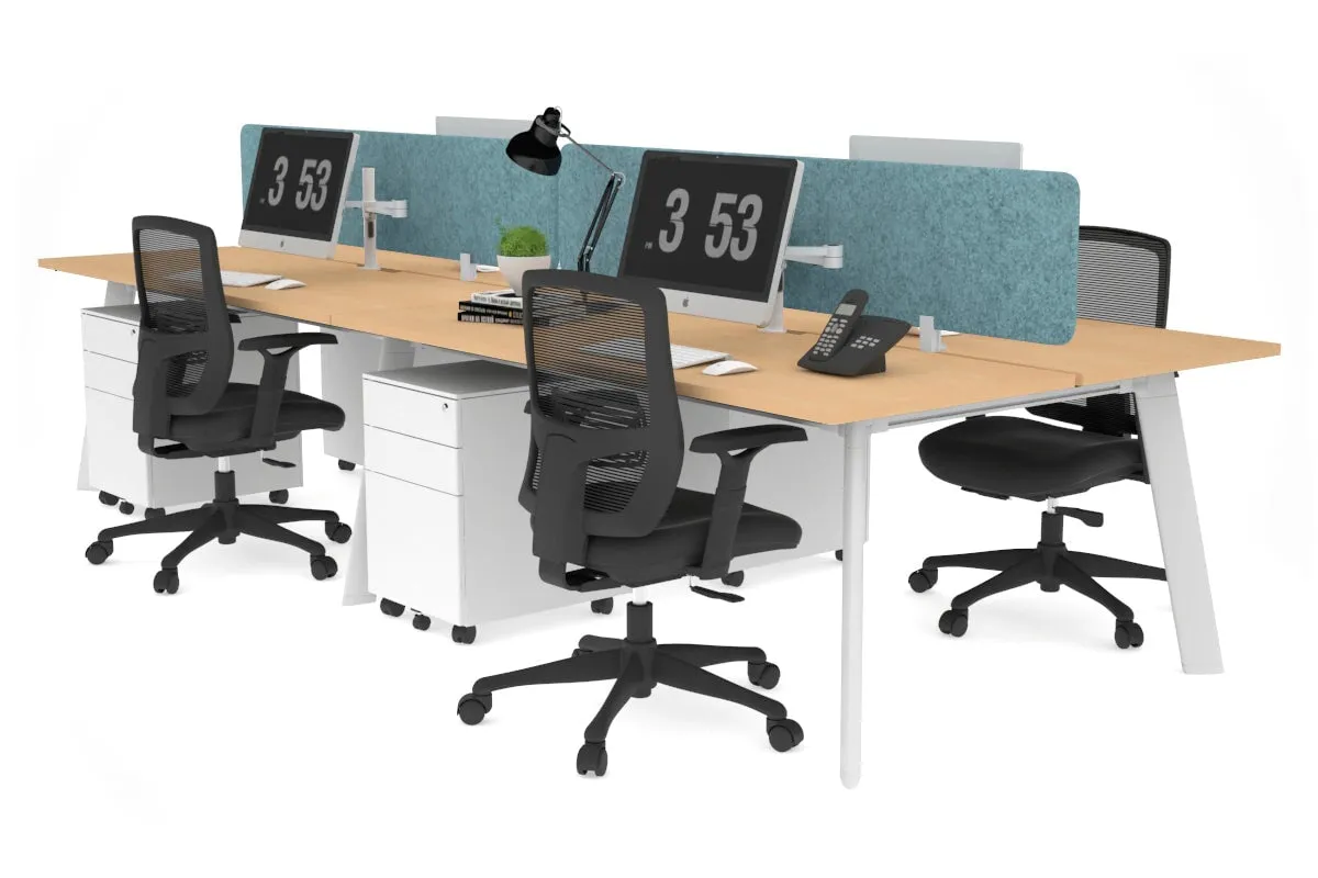 Switch - 4 Person Workstation White Frame [1200L x 800W with Cable Scallop]