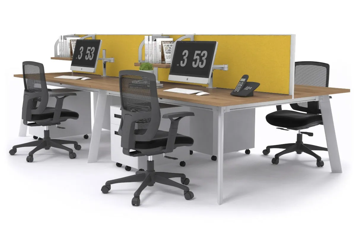 Switch - 4 Person Workstation White Frame [1200L x 800W with Cable Scallop]