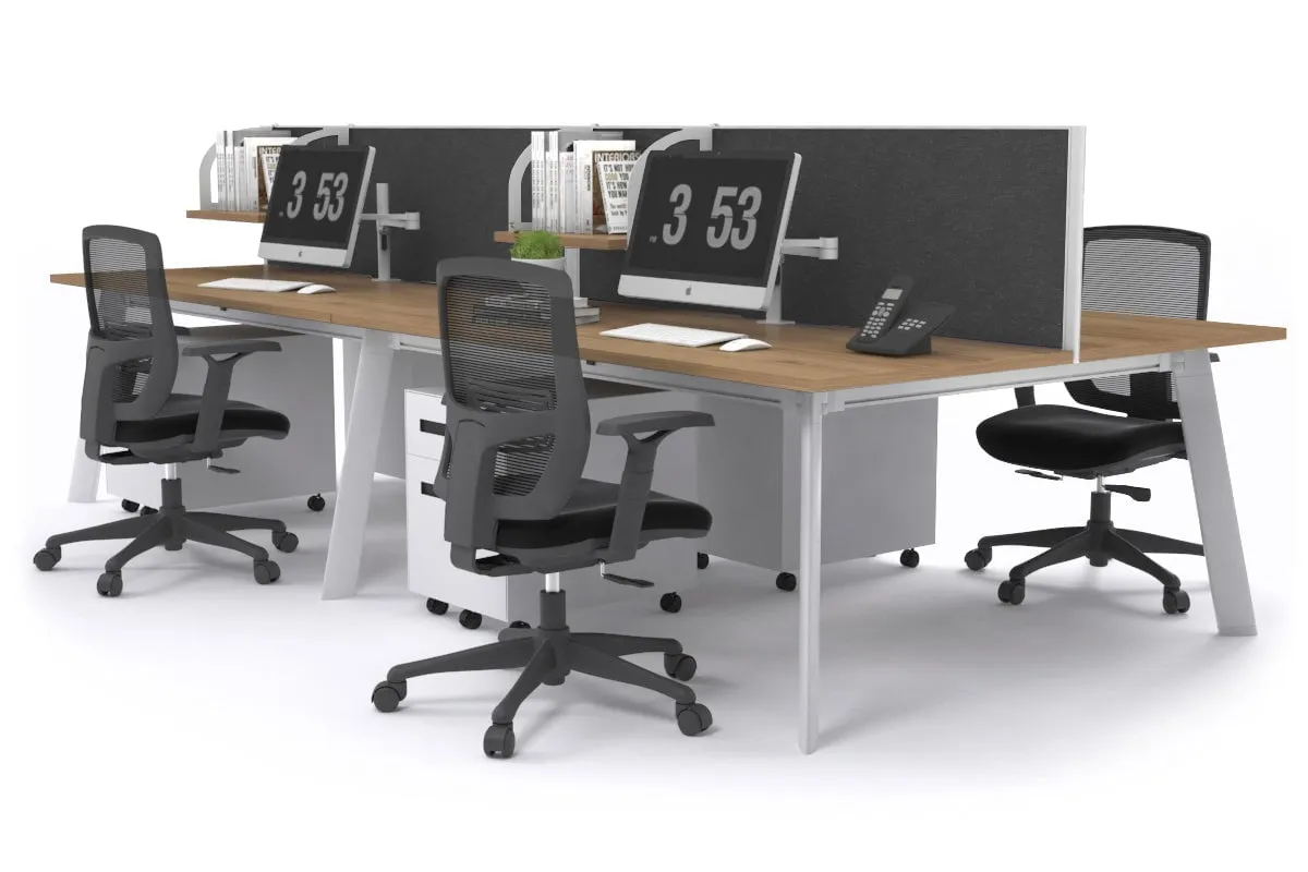 Switch - 4 Person Workstation White Frame [1200L x 800W with Cable Scallop]