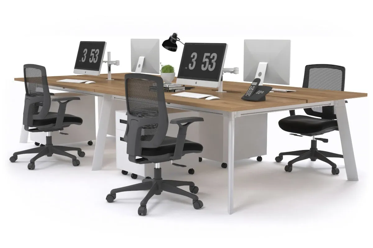 Switch - 4 Person Workstation White Frame [1200L x 800W with Cable Scallop]