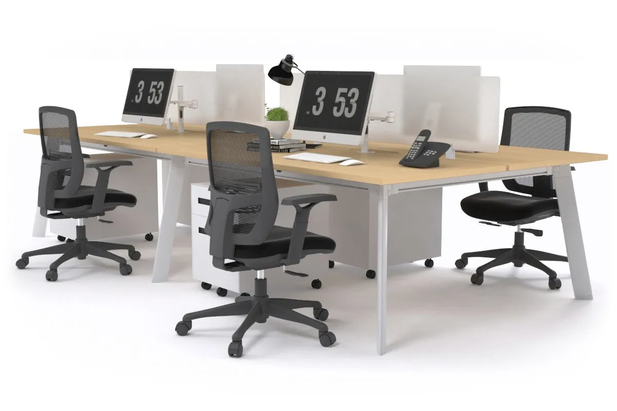 Switch - 4 Person Workstation White Frame [1200L x 800W with Cable Scallop]
