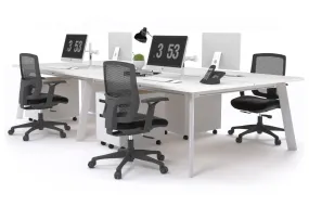 Switch - 4 Person Workstation White Frame [1200L x 800W with Cable Scallop]