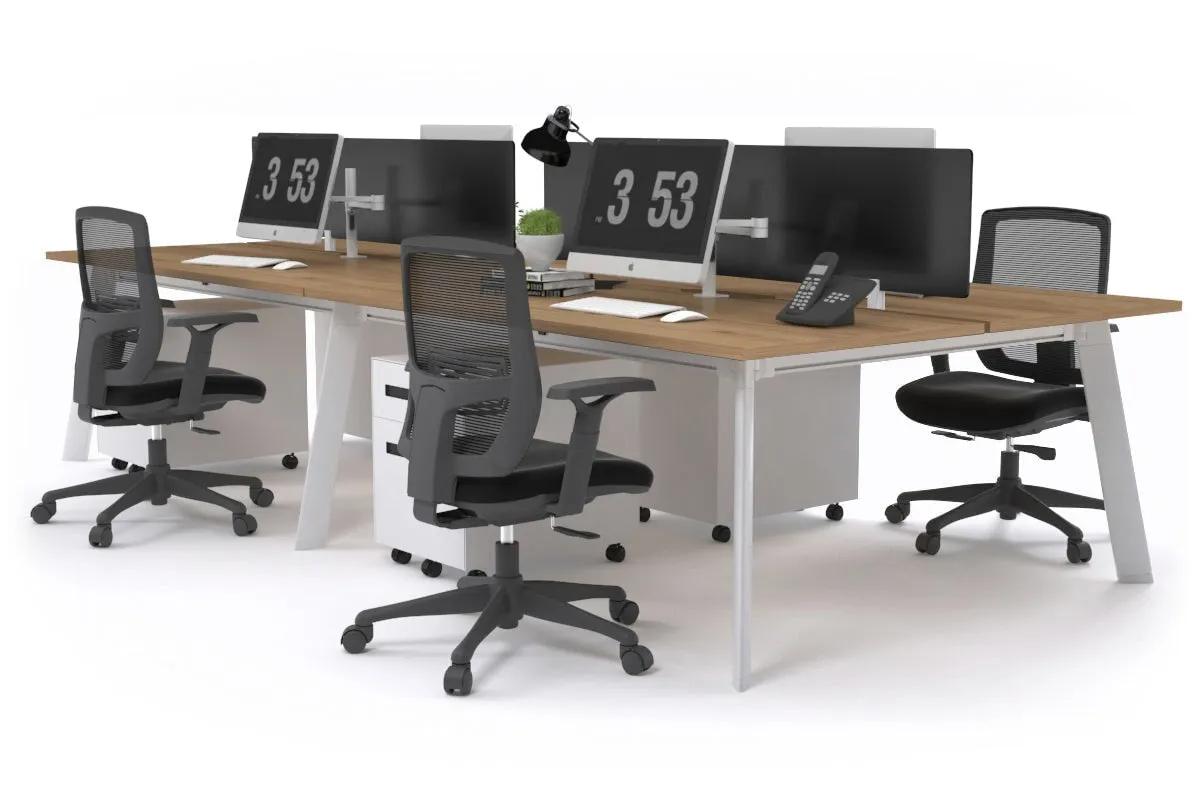 Switch - 4 Person Workstation White Frame [1200L x 800W with Cable Scallop]