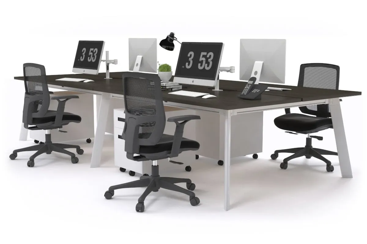 Switch - 4 Person Workstation White Frame [1200L x 800W with Cable Scallop]