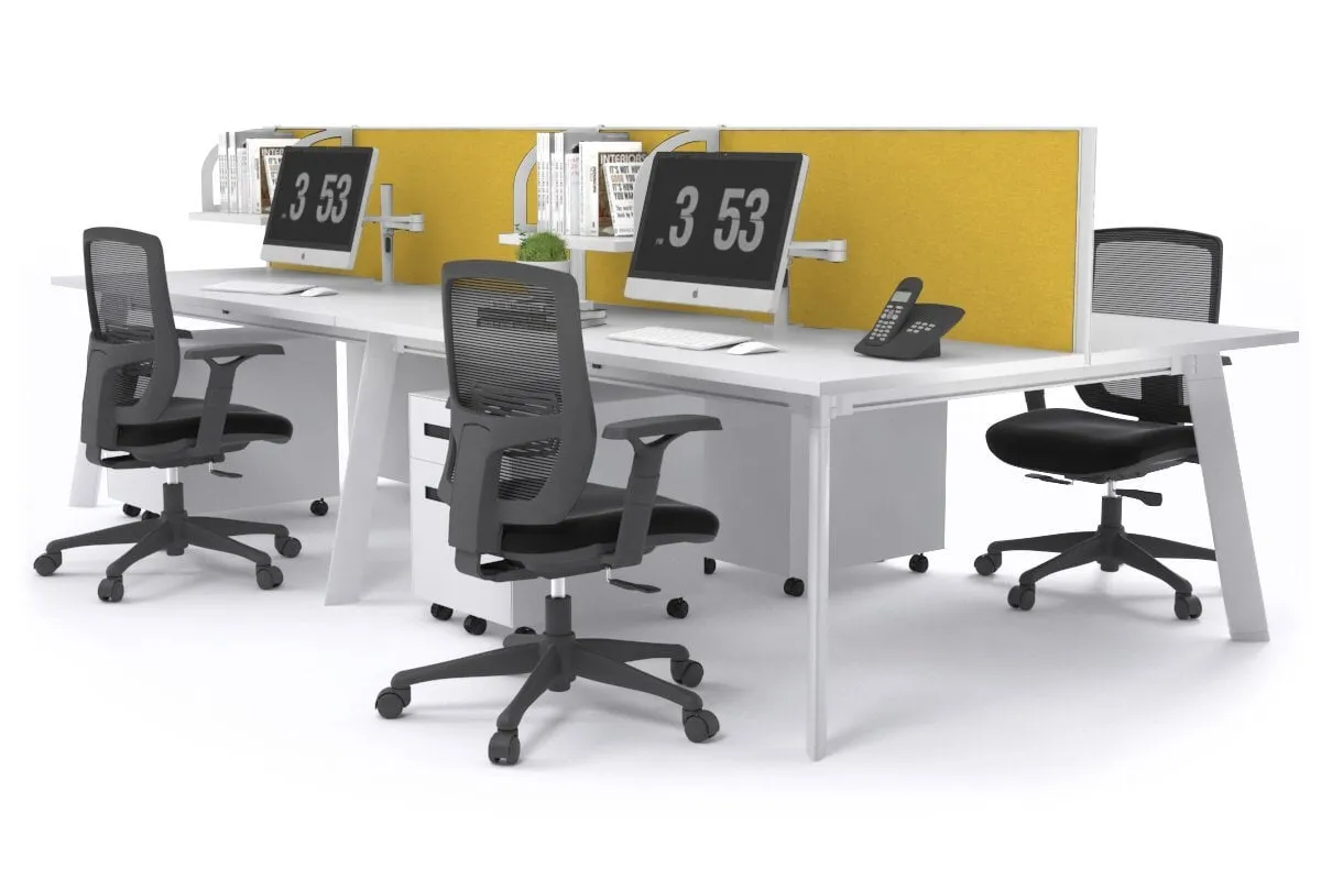 Switch - 4 Person Workstation White Frame [1200L x 800W with Cable Scallop]