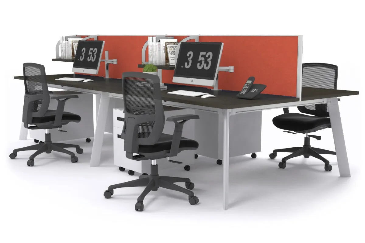 Switch - 4 Person Workstation White Frame [1200L x 800W with Cable Scallop]