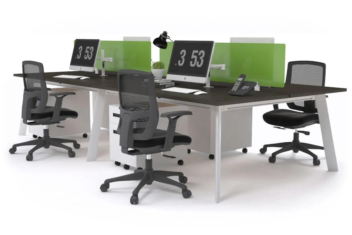 Switch - 4 Person Workstation White Frame [1200L x 800W with Cable Scallop]