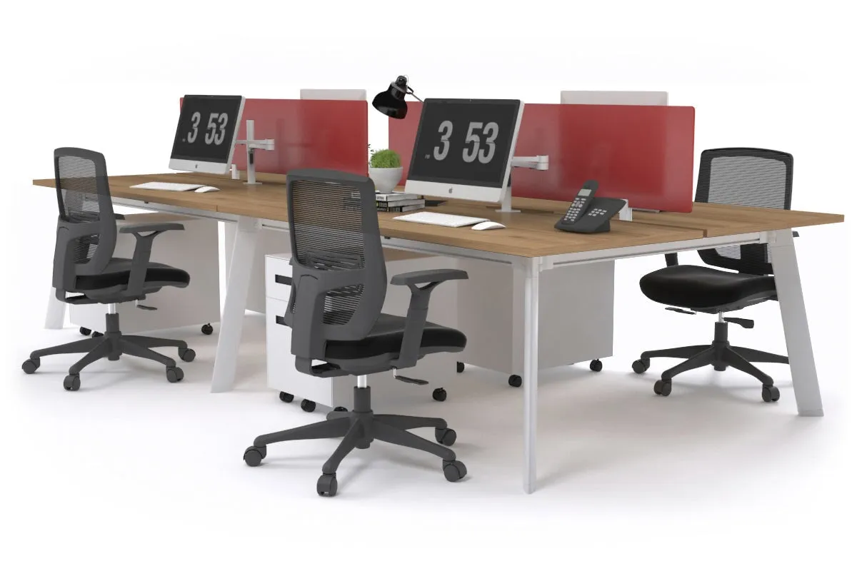 Switch - 4 Person Workstation White Frame [1200L x 800W with Cable Scallop]