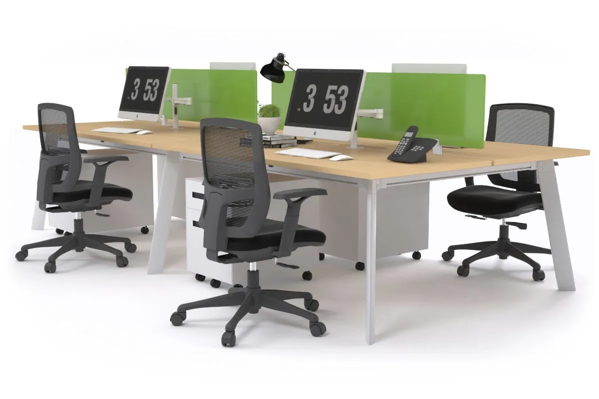 Switch - 4 Person Workstation White Frame [1200L x 800W with Cable Scallop]