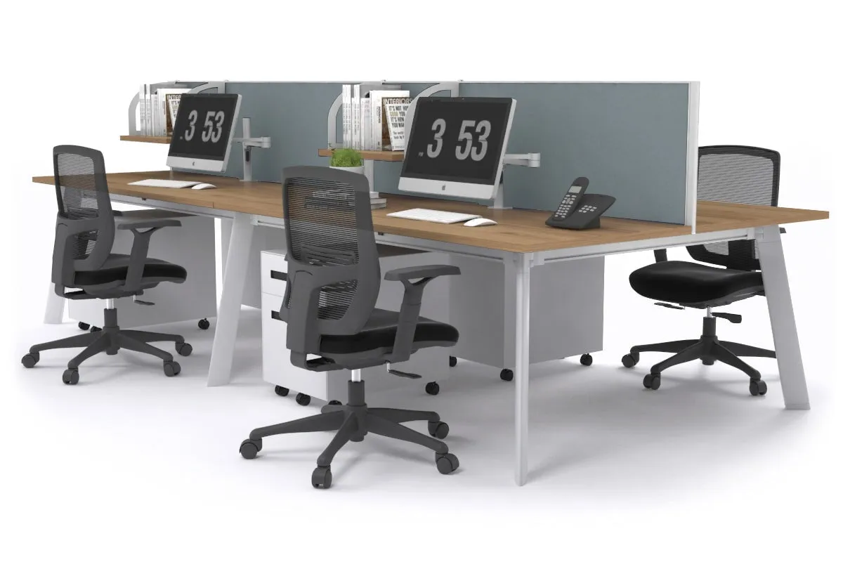 Switch - 4 Person Workstation White Frame [1200L x 800W with Cable Scallop]