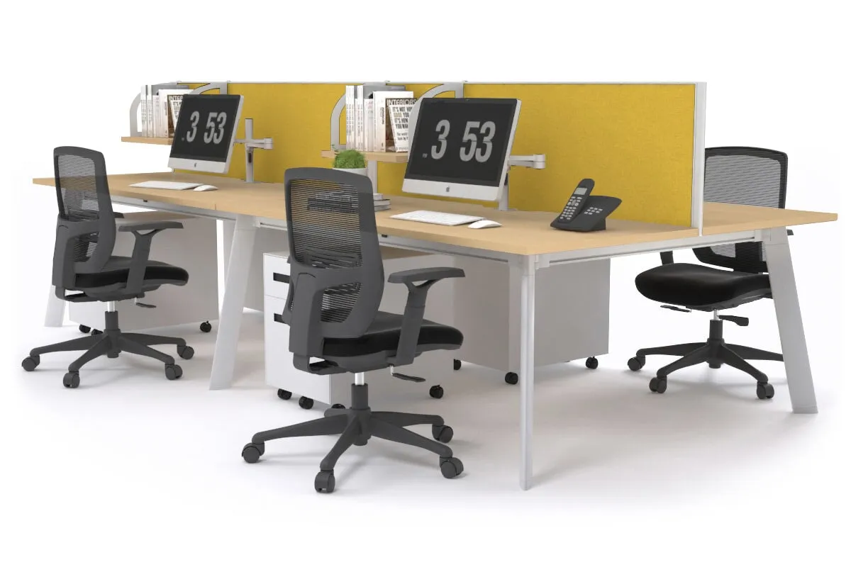 Switch - 4 Person Workstation White Frame [1200L x 800W with Cable Scallop]