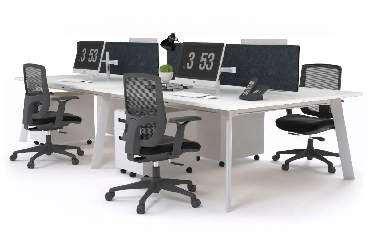 Switch - 4 Person Workstation White Frame [1200L x 800W with Cable Scallop]