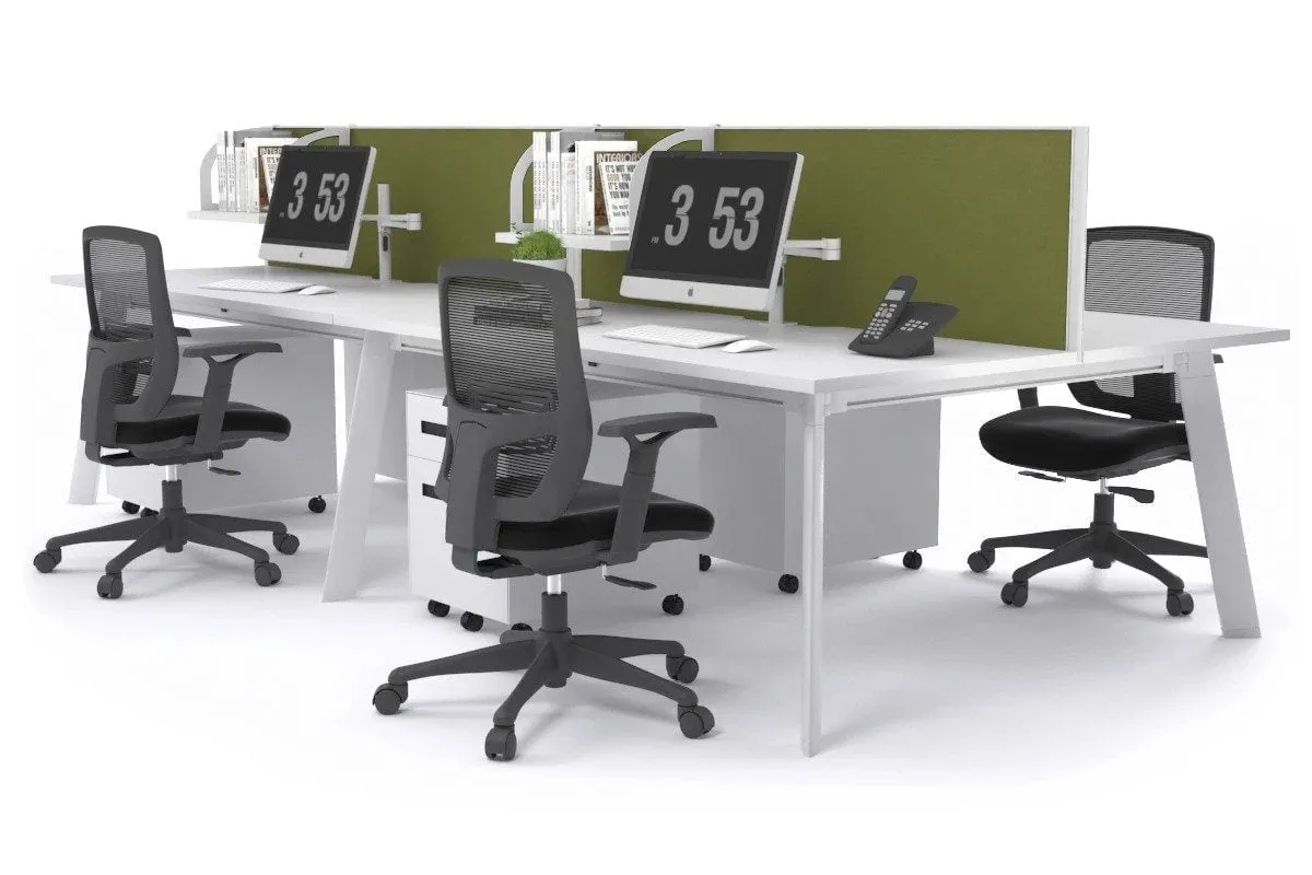 Switch - 4 Person Workstation White Frame [1200L x 800W with Cable Scallop]