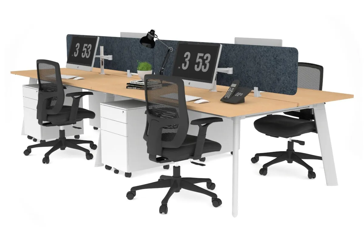 Switch - 4 Person Workstation White Frame [1200L x 800W with Cable Scallop]