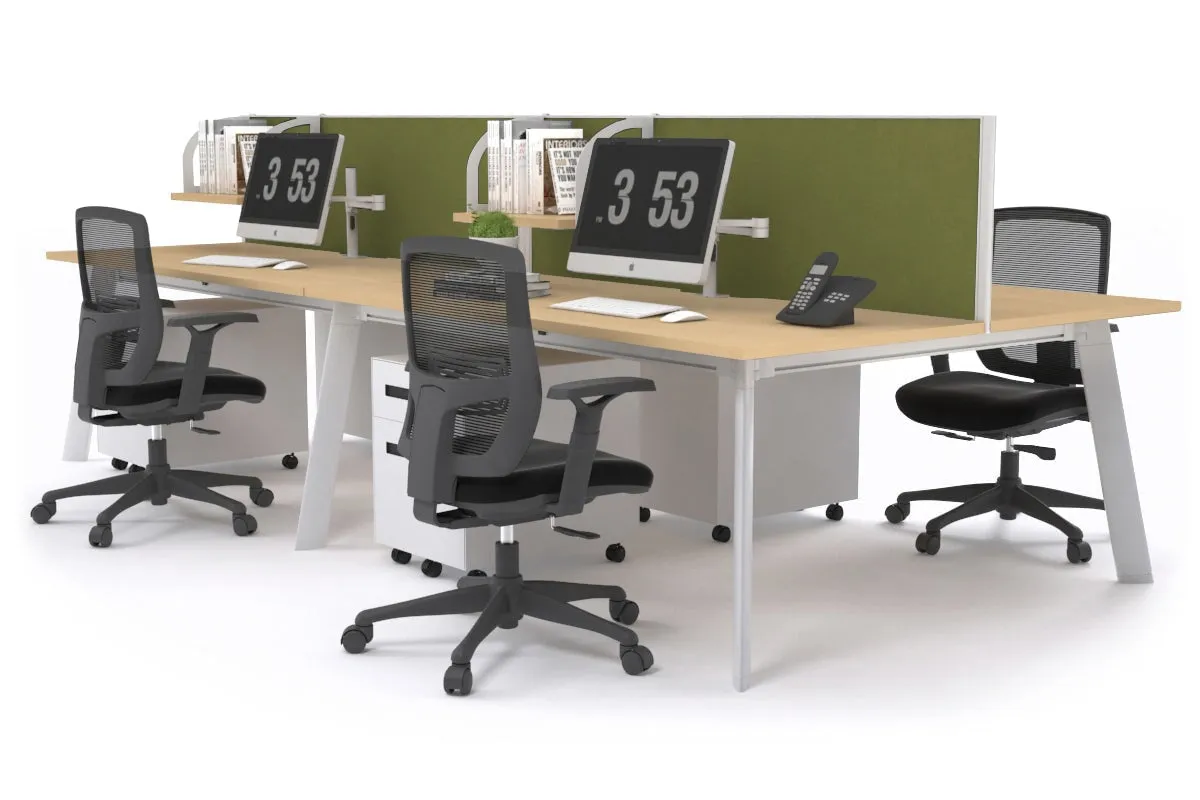 Switch - 4 Person Workstation White Frame [1200L x 800W with Cable Scallop]