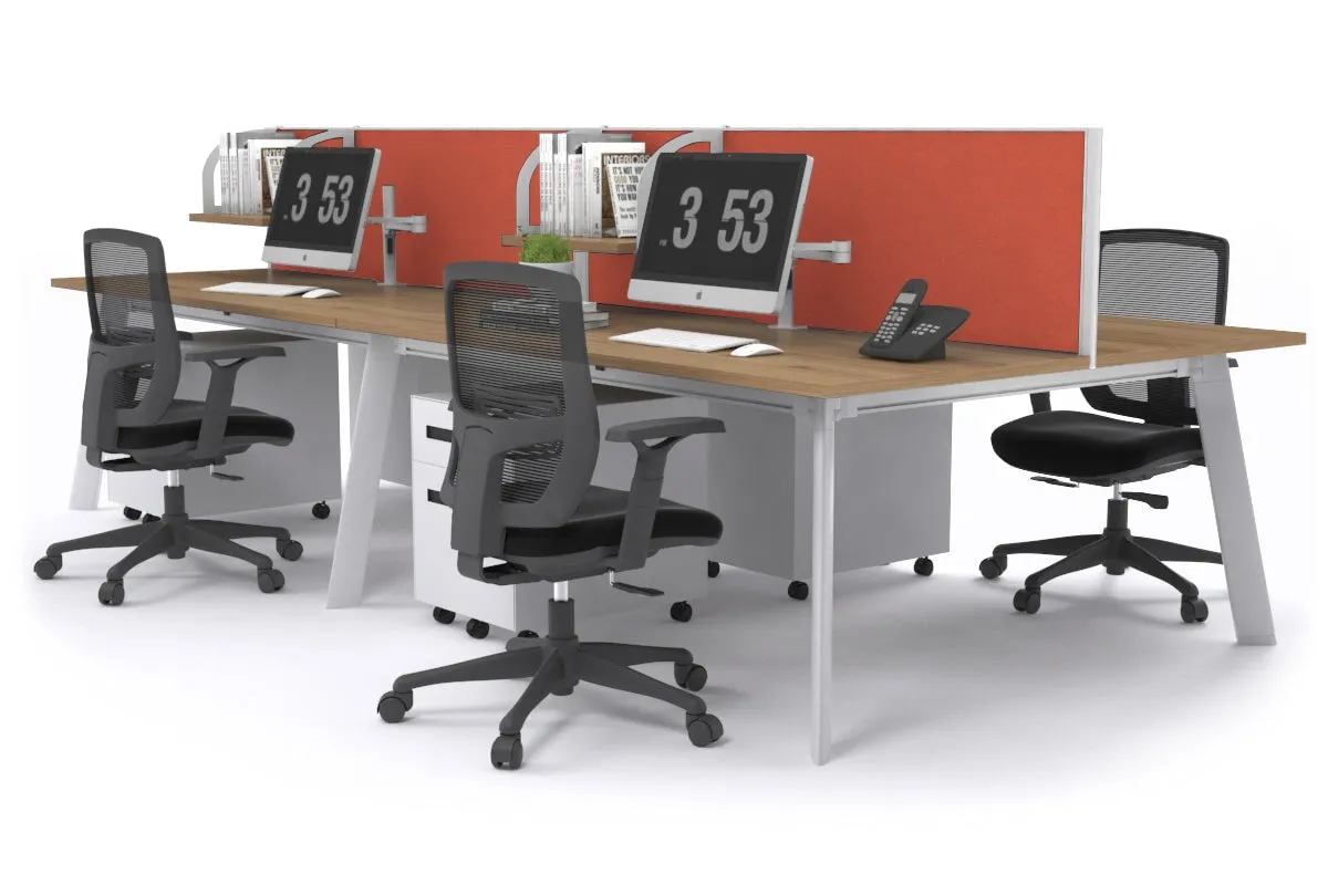Switch - 4 Person Workstation White Frame [1200L x 800W with Cable Scallop]