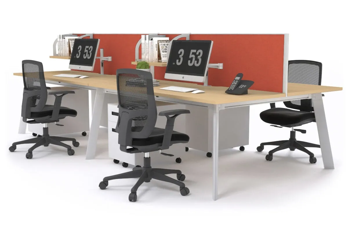 Switch - 4 Person Workstation White Frame [1200L x 800W with Cable Scallop]