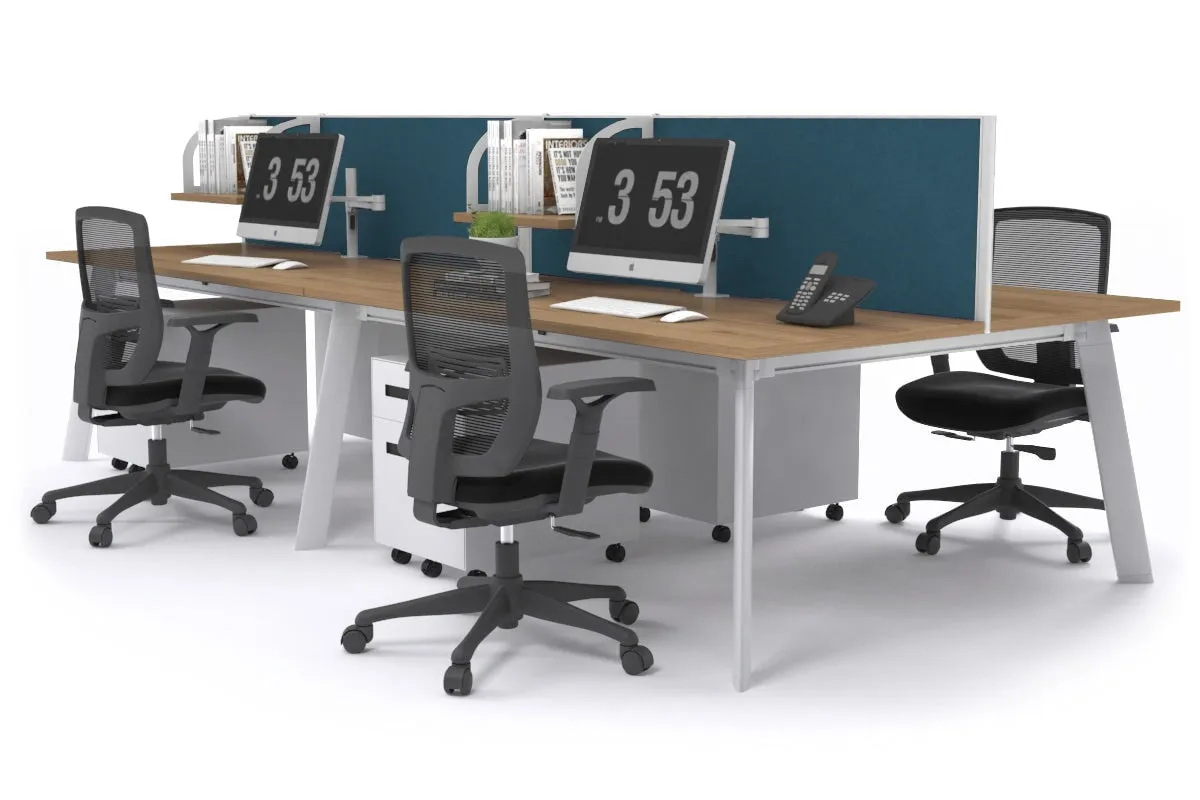 Switch - 4 Person Workstation White Frame [1200L x 800W with Cable Scallop]