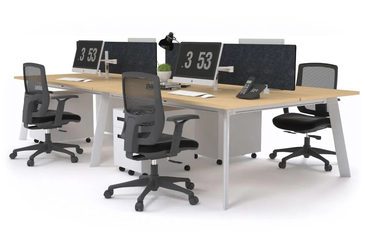 Switch - 4 Person Workstation White Frame [1200L x 800W with Cable Scallop]