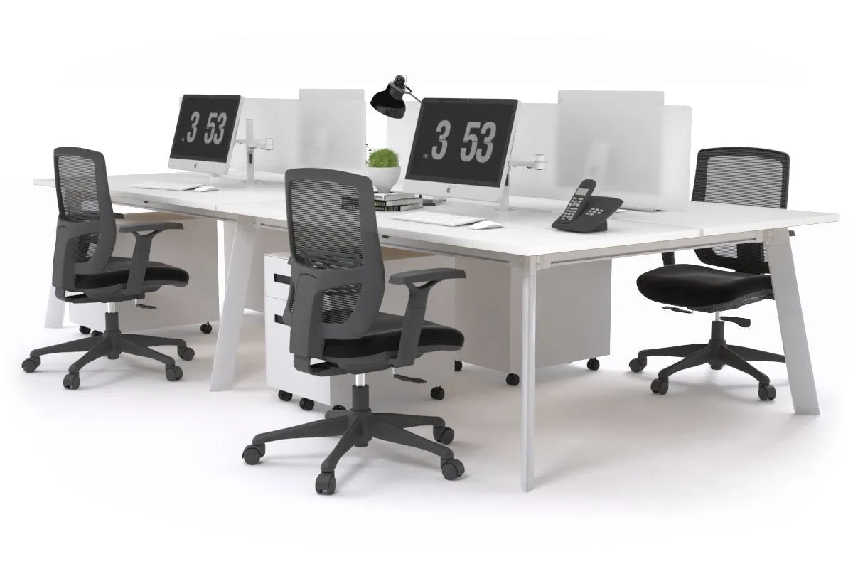 Switch - 4 Person Workstation White Frame [1200L x 800W with Cable Scallop]