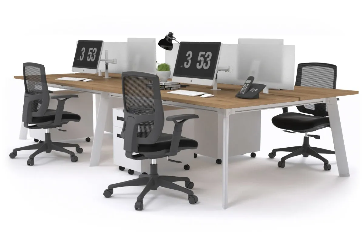 Switch - 4 Person Workstation White Frame [1600L x 800W with Cable Scallop]