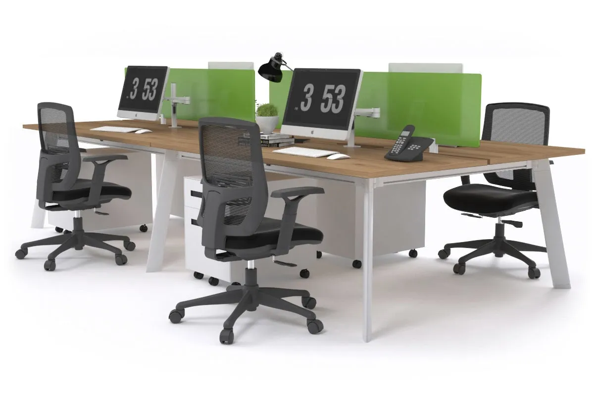 Switch - 4 Person Workstation White Frame [1600L x 800W with Cable Scallop]