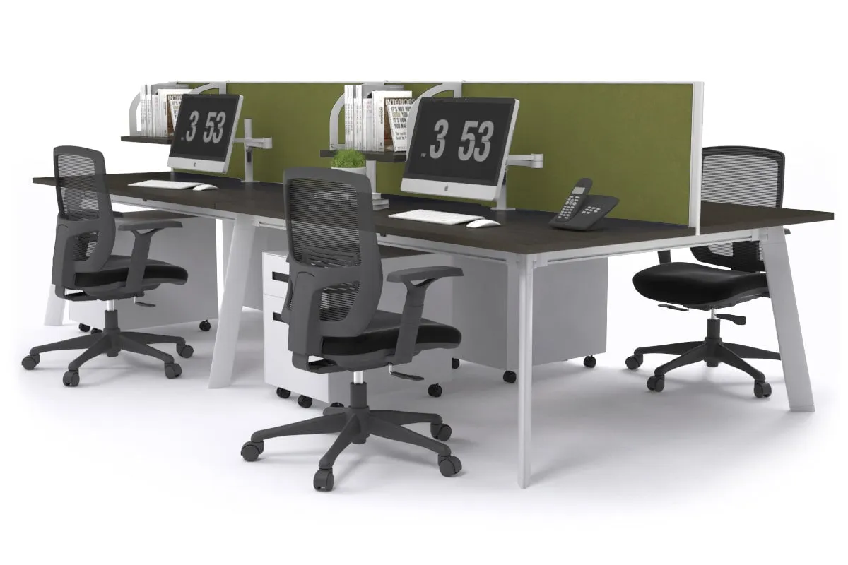 Switch - 4 Person Workstation White Frame [1600L x 800W with Cable Scallop]