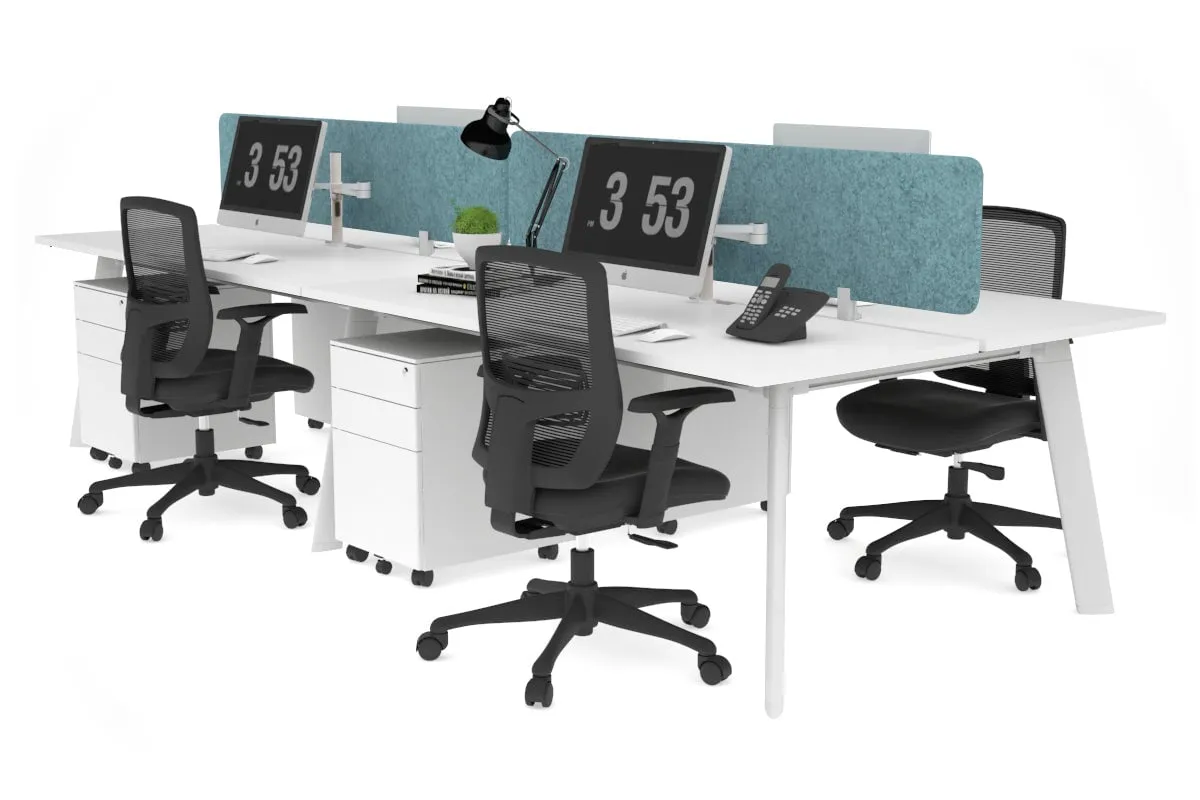 Switch - 4 Person Workstation White Frame [1600L x 800W with Cable Scallop]