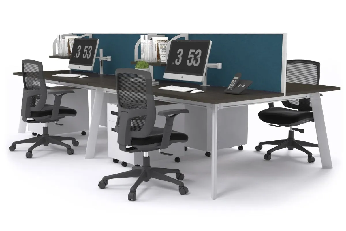 Switch - 4 Person Workstation White Frame [1600L x 800W with Cable Scallop]