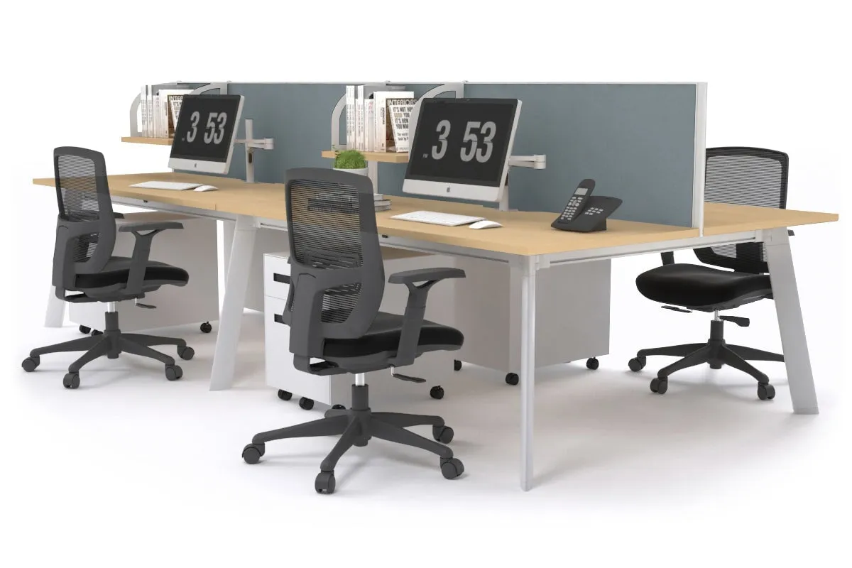 Switch - 4 Person Workstation White Frame [1600L x 800W with Cable Scallop]