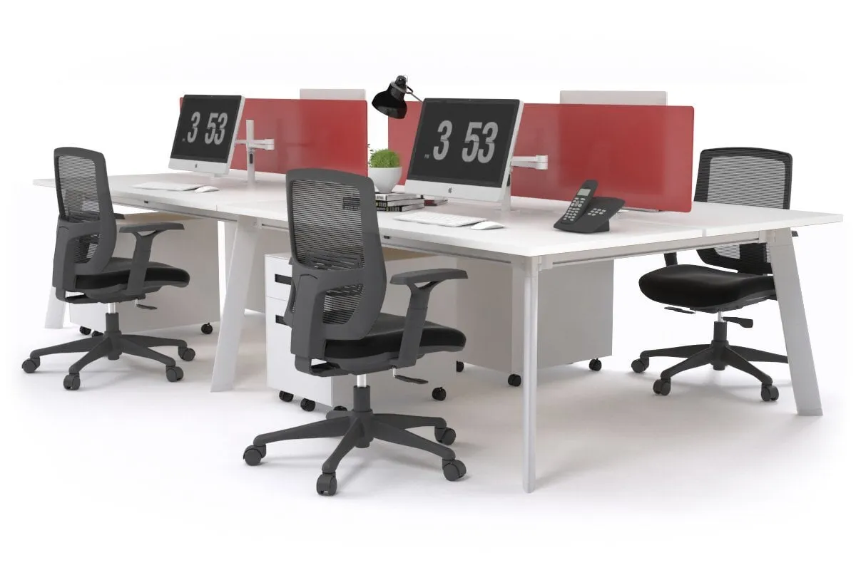 Switch - 4 Person Workstation White Frame [1600L x 800W with Cable Scallop]