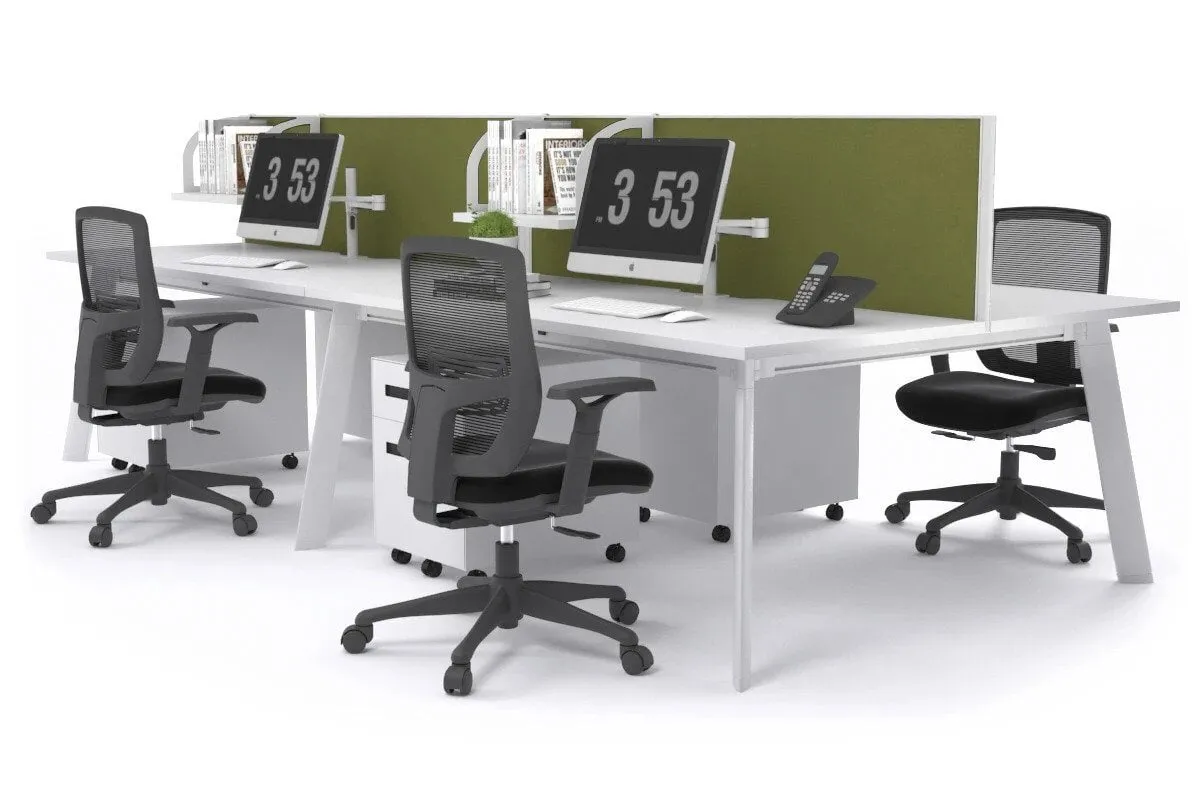 Switch - 4 Person Workstation White Frame [1600L x 800W with Cable Scallop]