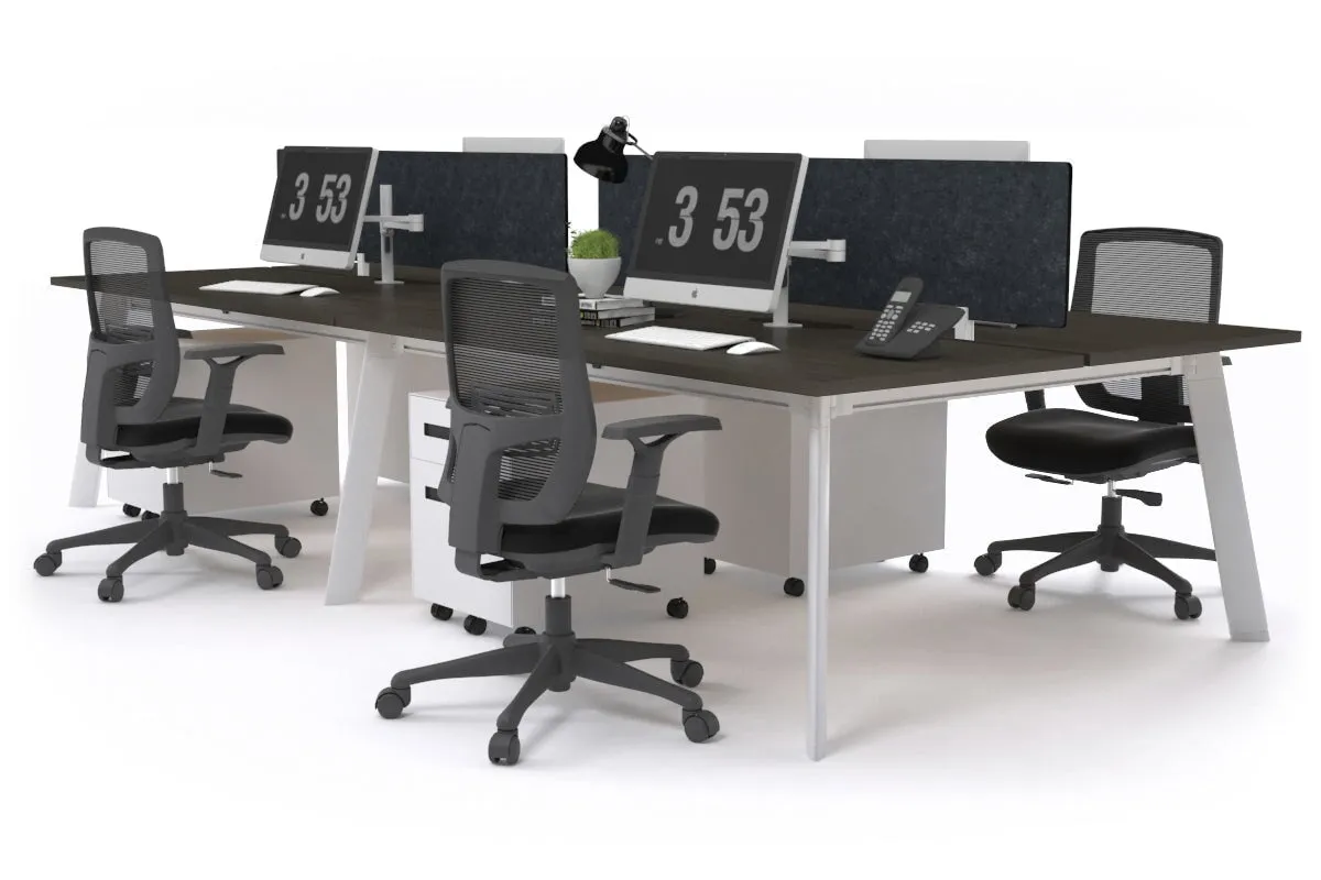 Switch - 4 Person Workstation White Frame [1600L x 800W with Cable Scallop]