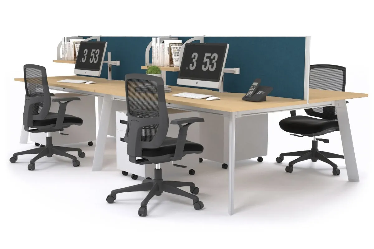Switch - 4 Person Workstation White Frame [1600L x 800W with Cable Scallop]