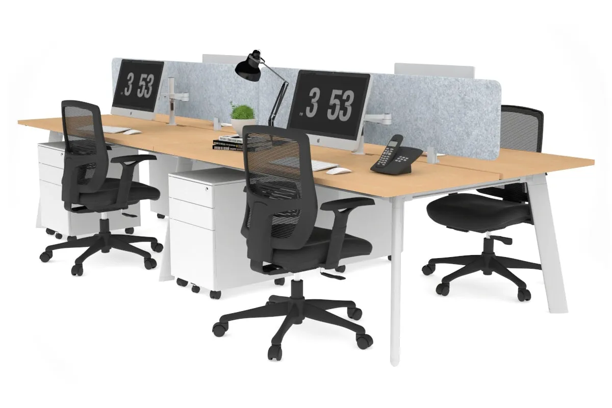 Switch - 4 Person Workstation White Frame [1600L x 800W with Cable Scallop]