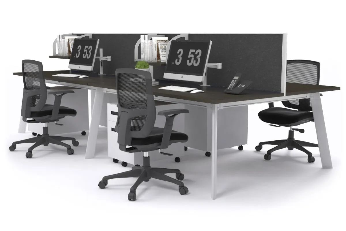 Switch - 4 Person Workstation White Frame [1600L x 800W with Cable Scallop]