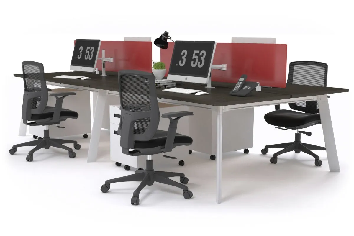 Switch - 4 Person Workstation White Frame [1600L x 800W with Cable Scallop]