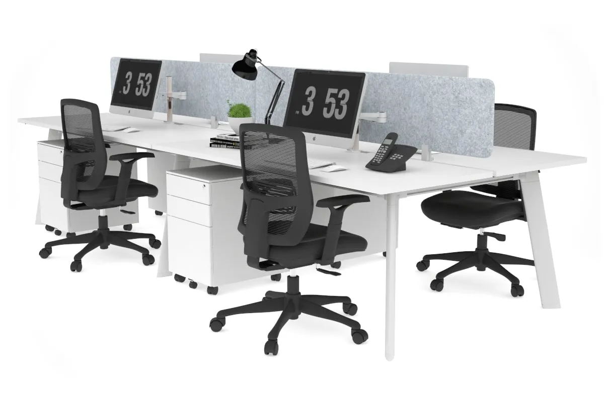 Switch - 4 Person Workstation White Frame [1600L x 800W with Cable Scallop]