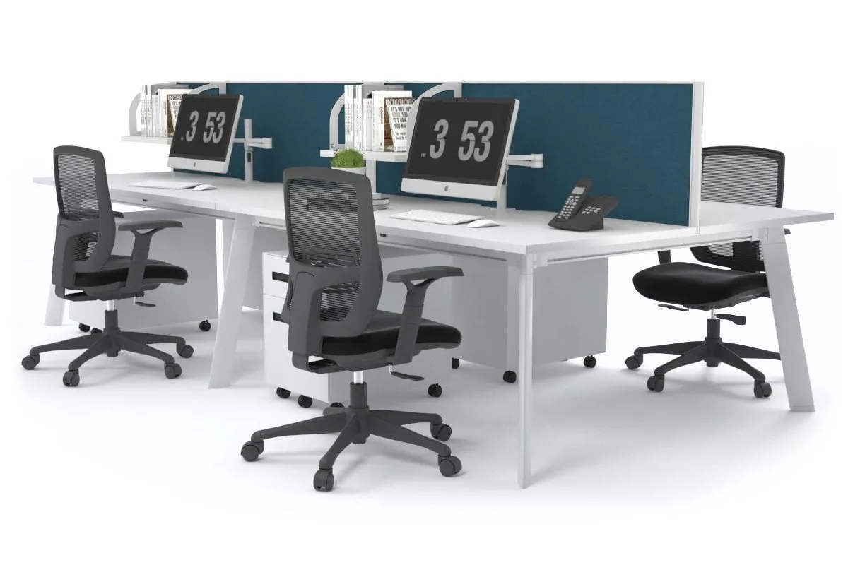 Switch - 4 Person Workstation White Frame [1600L x 800W with Cable Scallop]