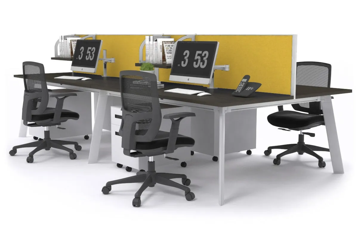 Switch - 4 Person Workstation White Frame [1600L x 800W with Cable Scallop]