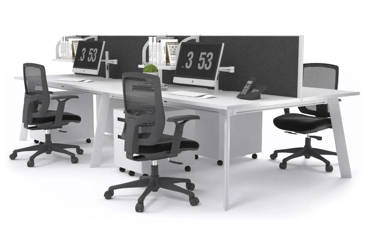 Switch - 4 Person Workstation White Frame [1600L x 800W with Cable Scallop]