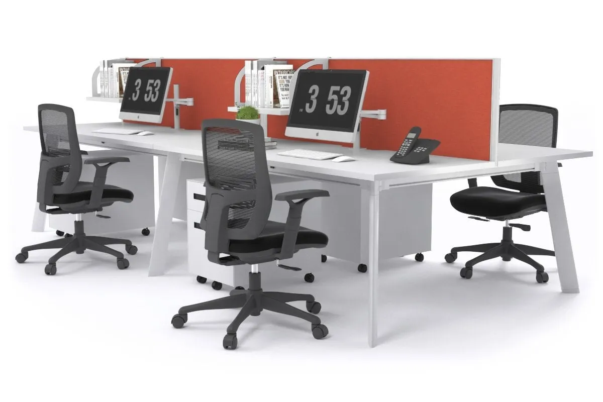 Switch - 4 Person Workstation White Frame [1600L x 800W with Cable Scallop]