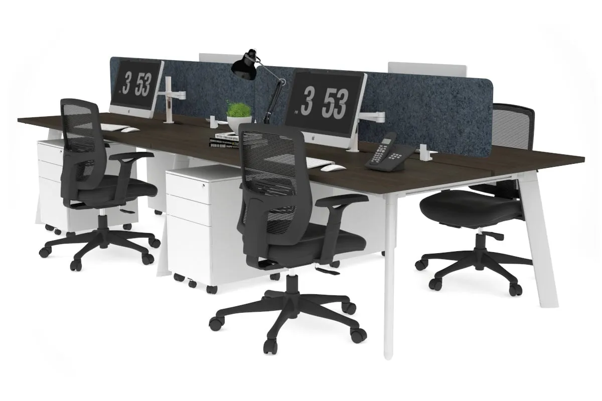 Switch - 4 Person Workstation White Frame [1600L x 800W with Cable Scallop]